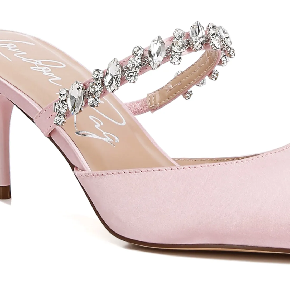 Diamante Stiletto Mules Sandals