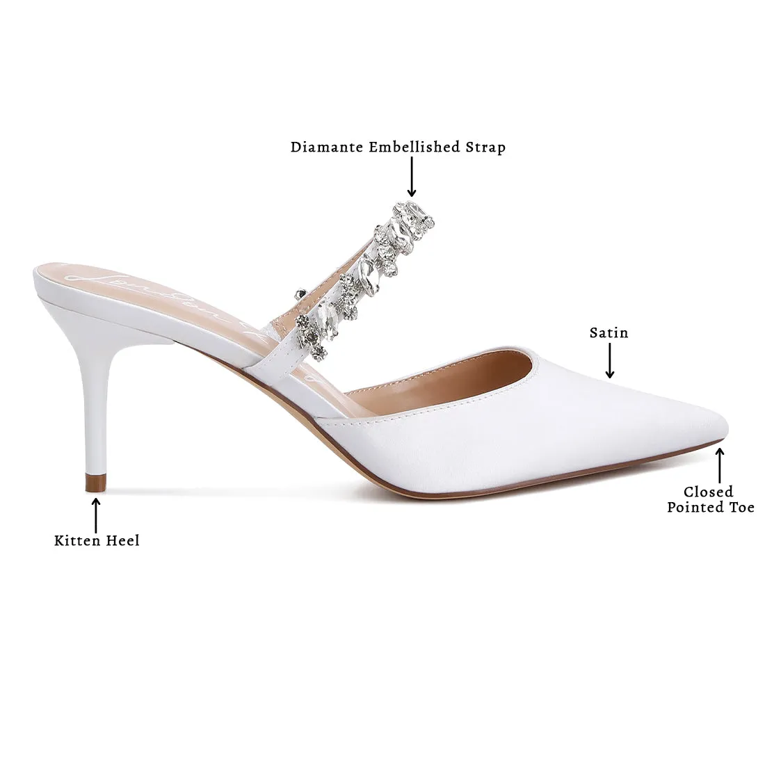 Diamante Stiletto Mules Sandals