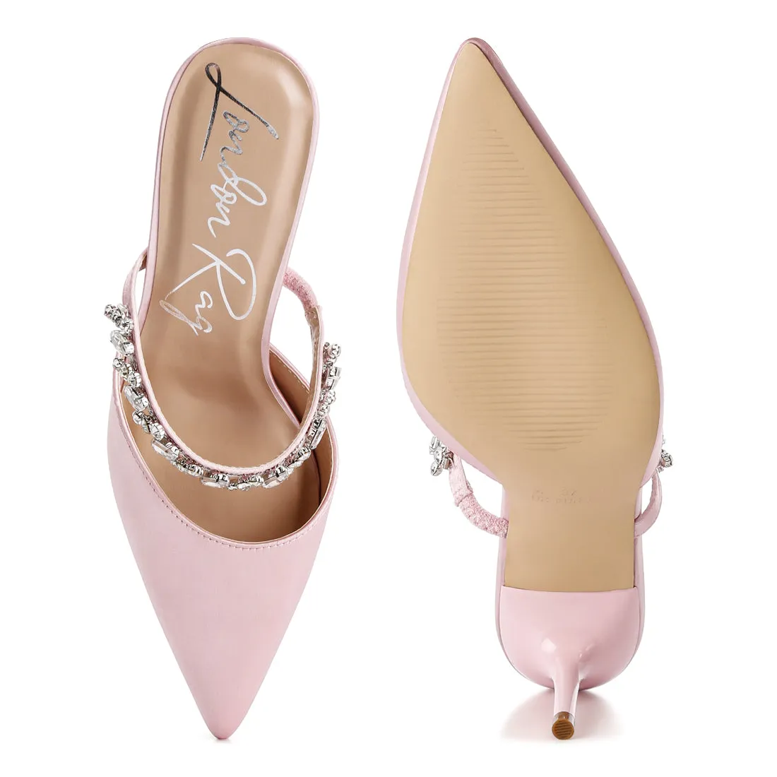 Diamante Stiletto Mules Sandals