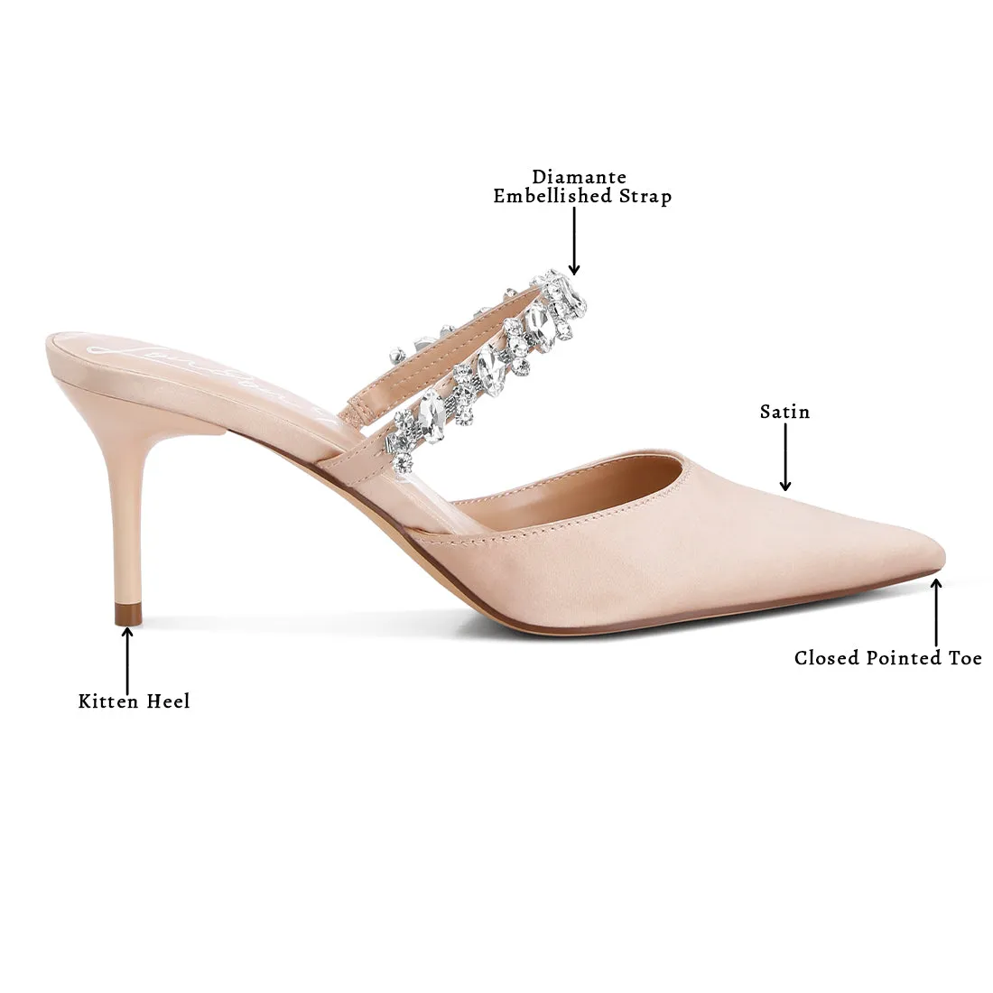 Diamante Stiletto Mules Sandals