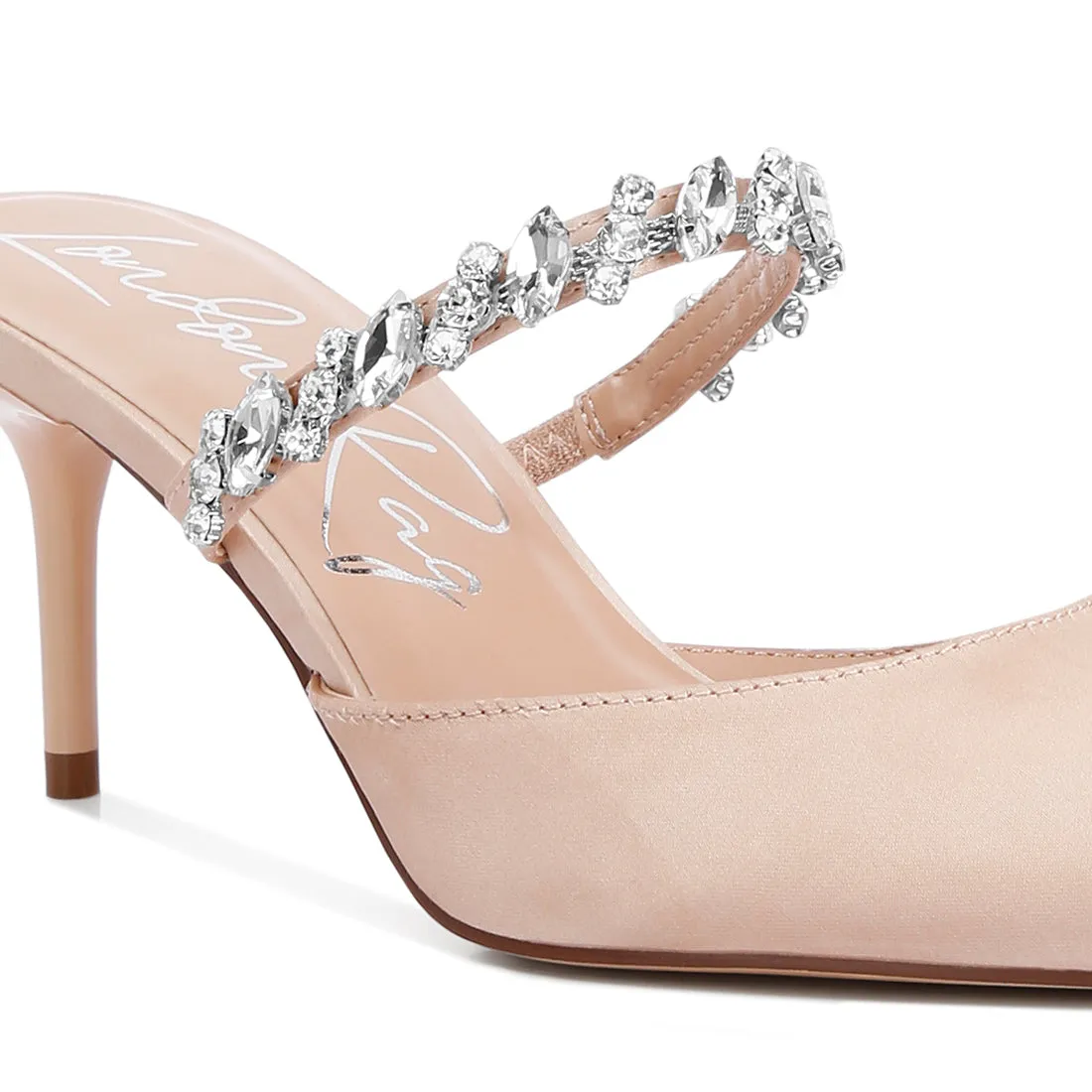Diamante Stiletto Mules Sandals