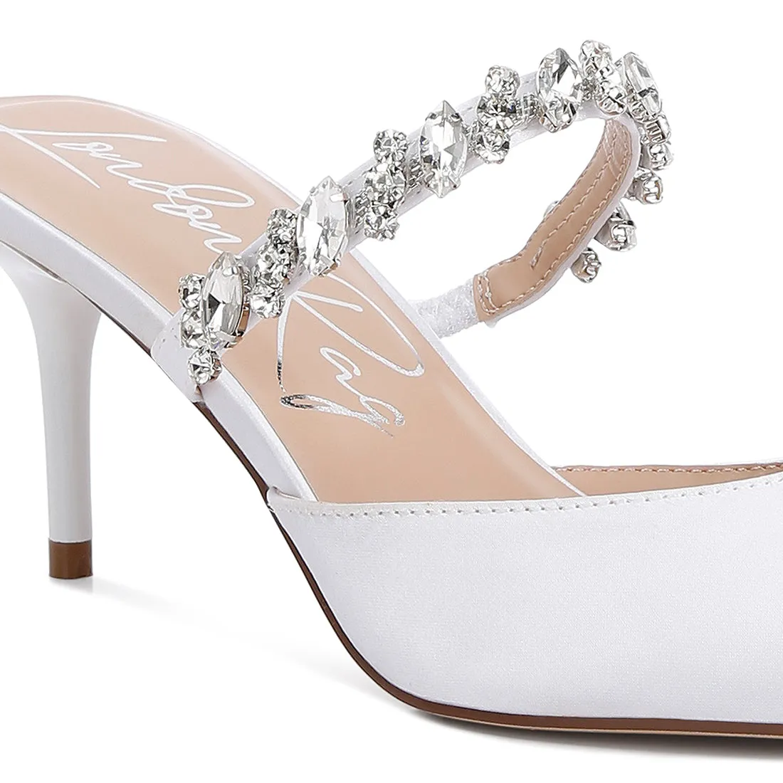 Diamante Stiletto Mules Sandals