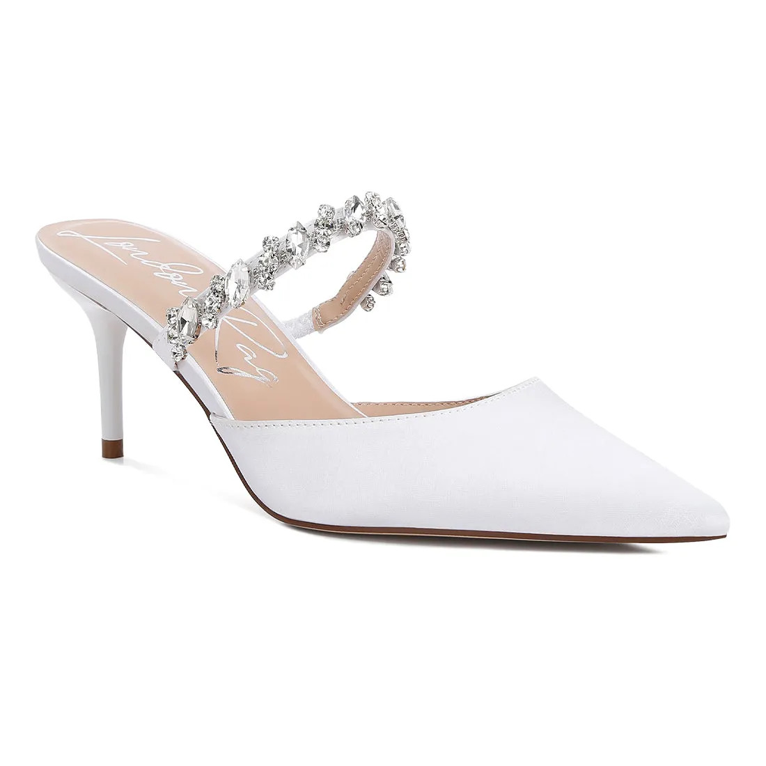Diamante Stiletto Mules Sandals