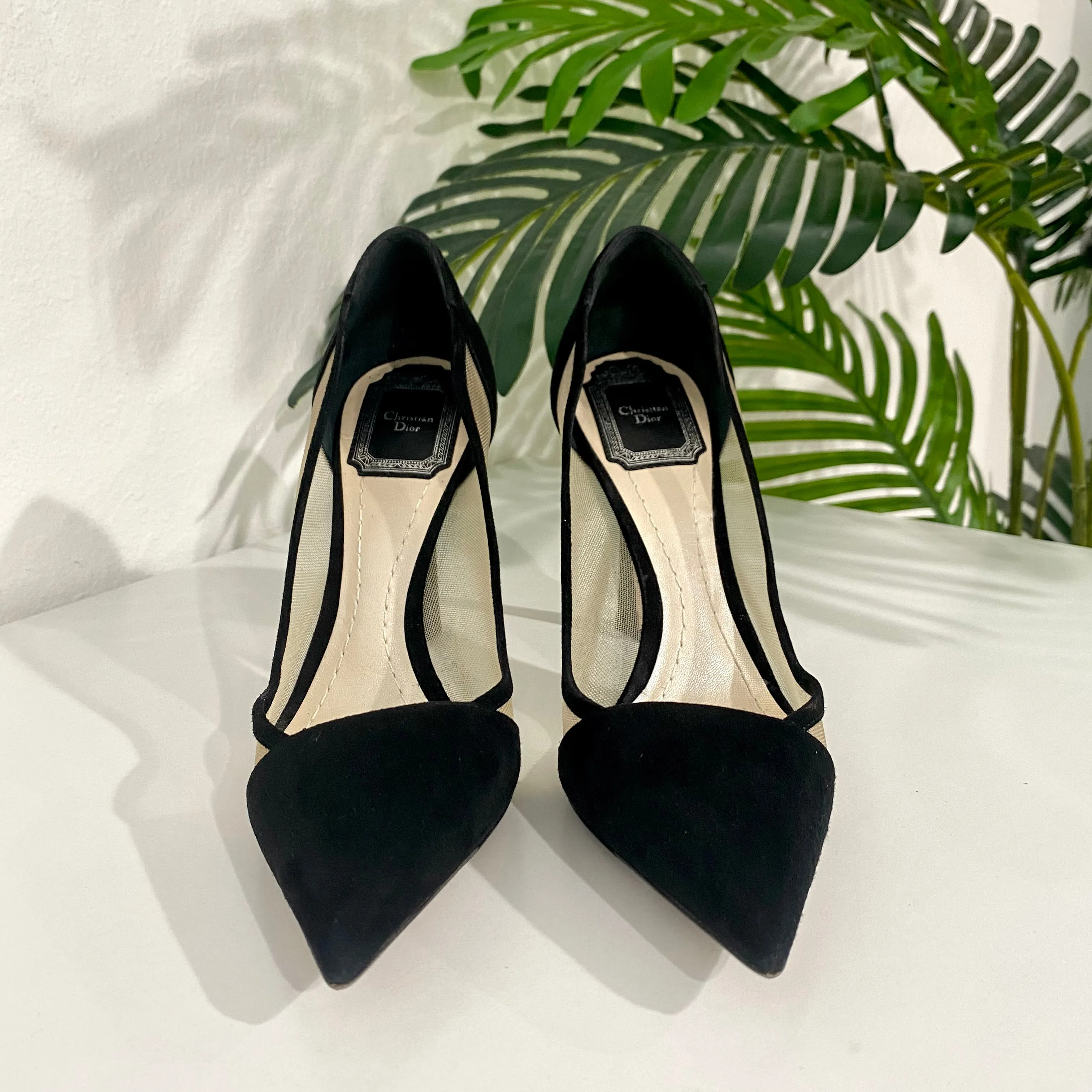 Dior Black Suede & Mesh Heels