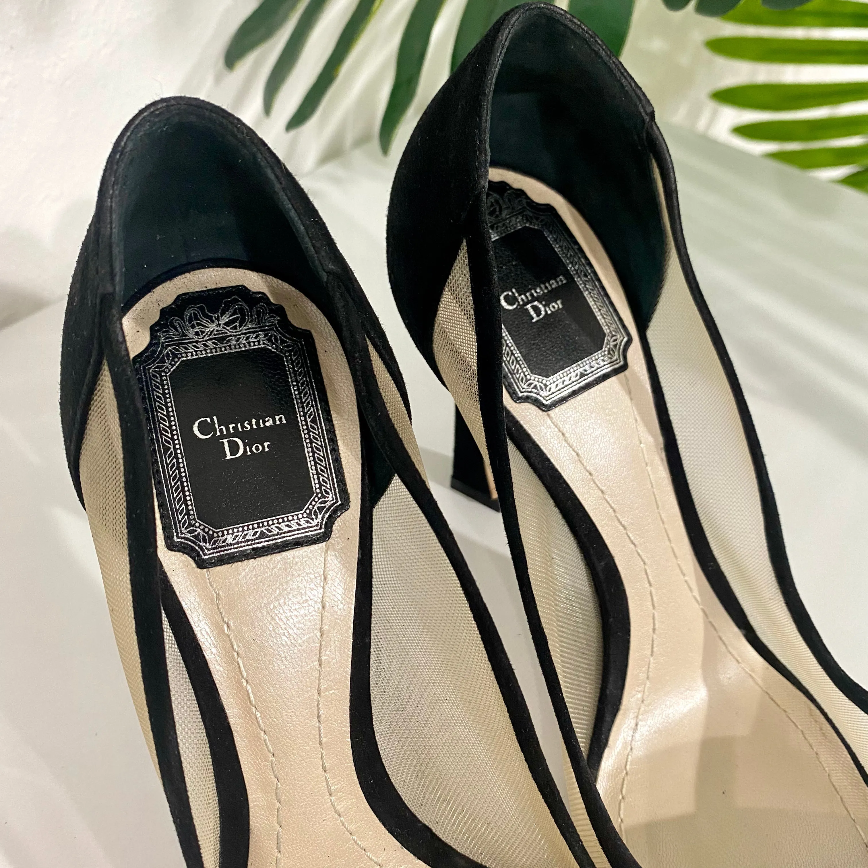 Dior Black Suede & Mesh Heels