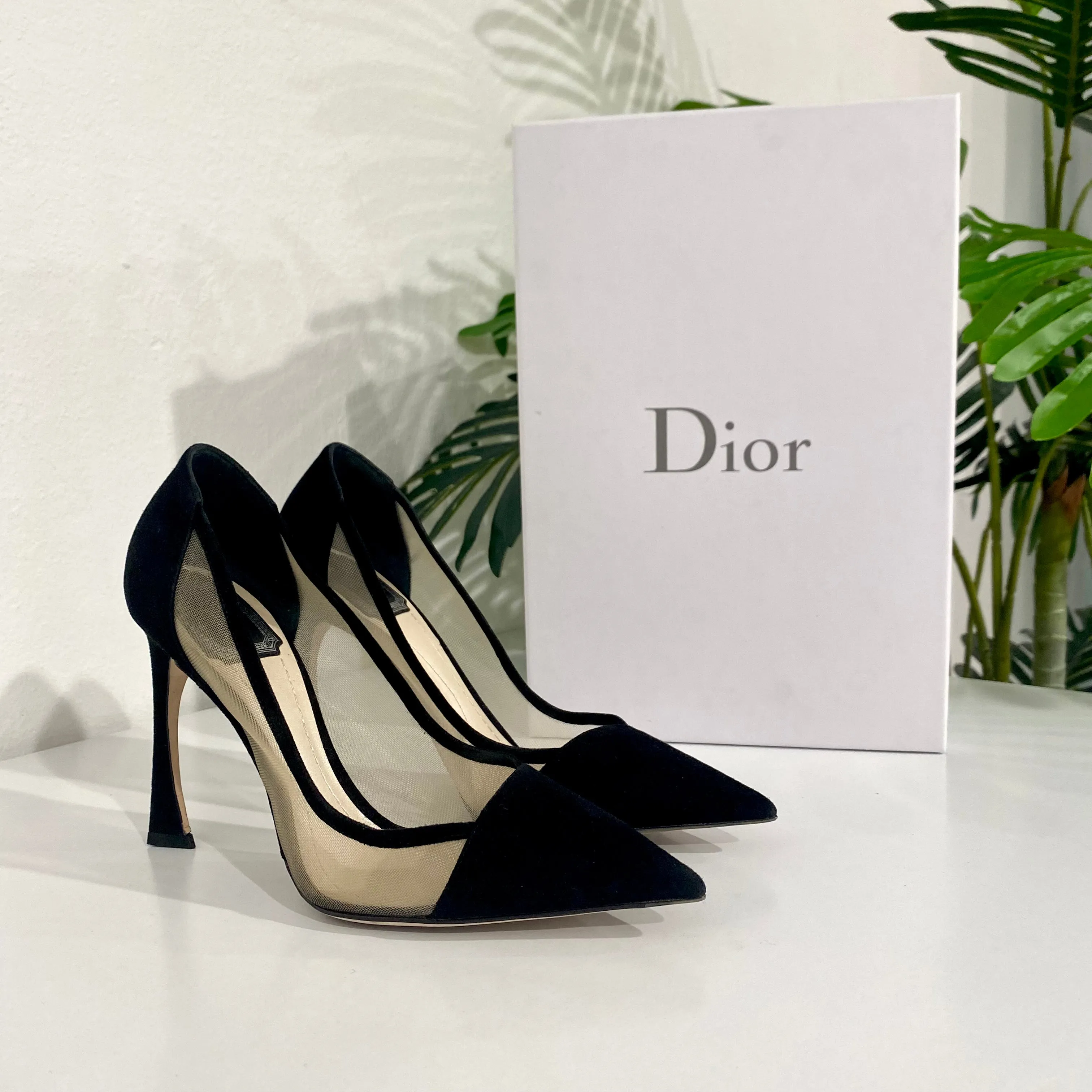 Dior Black Suede & Mesh Heels