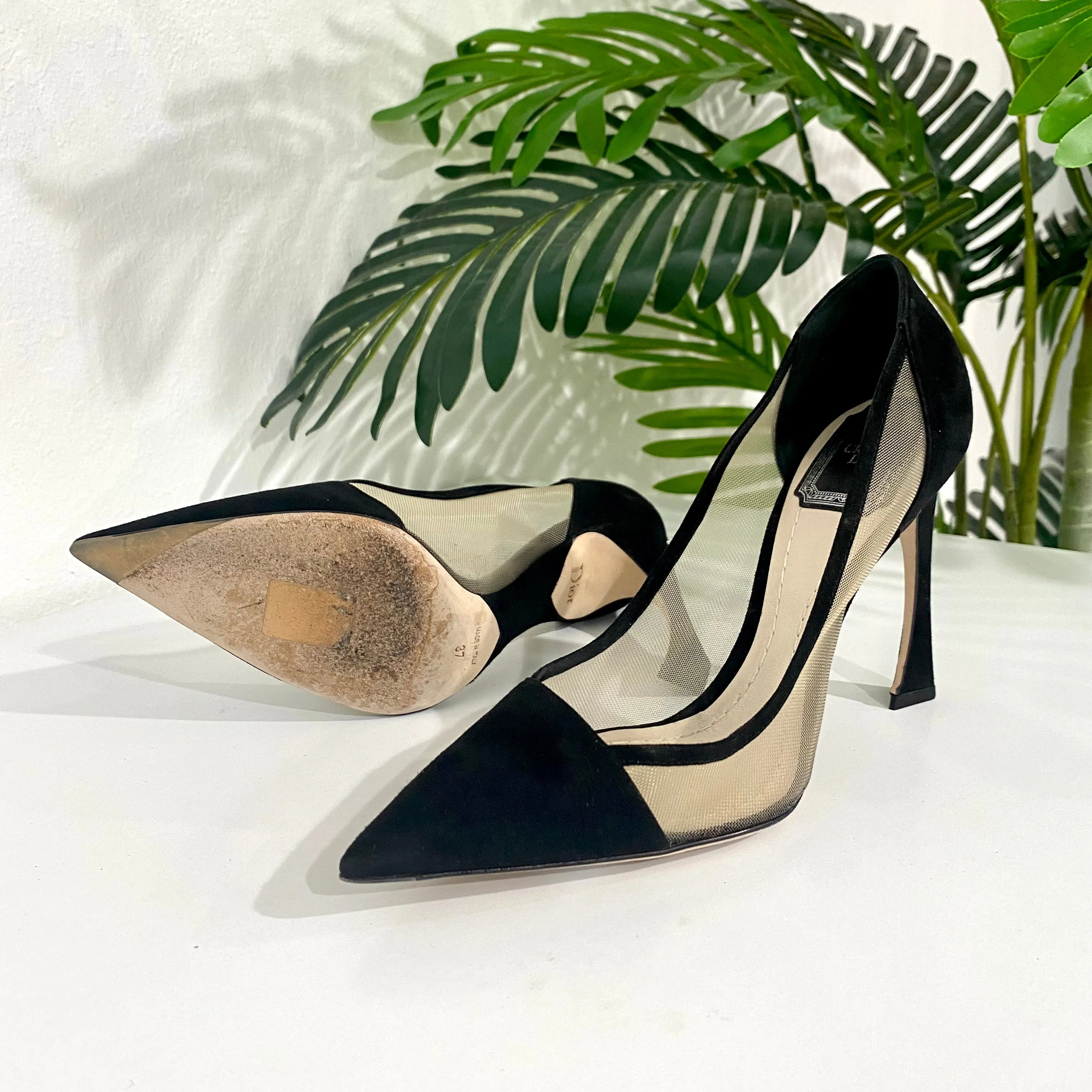 Dior Black Suede & Mesh Heels