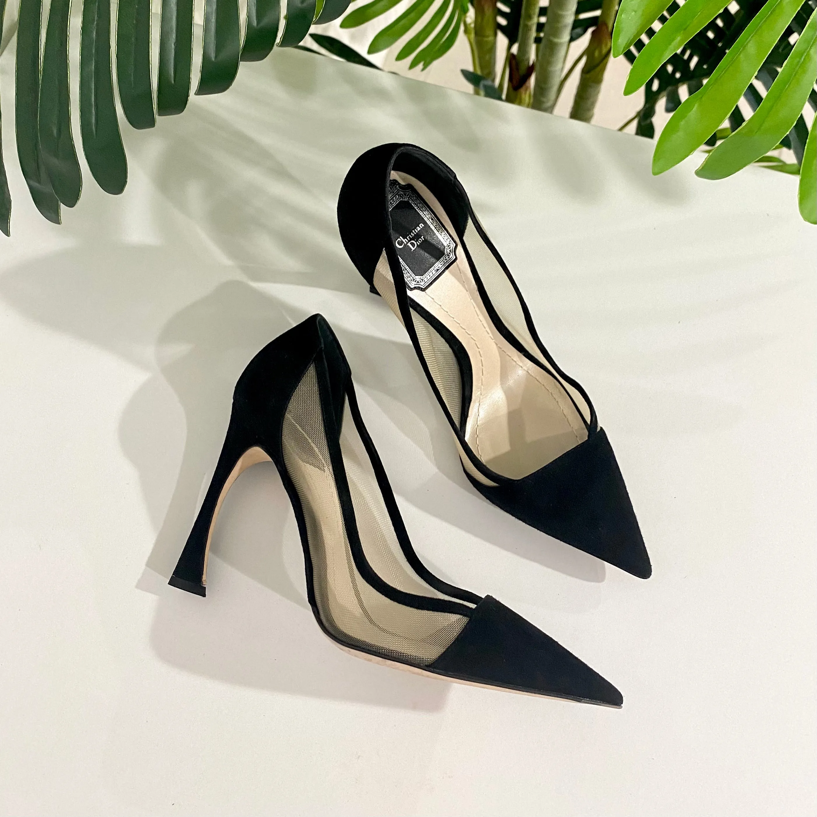 Dior Black Suede & Mesh Heels