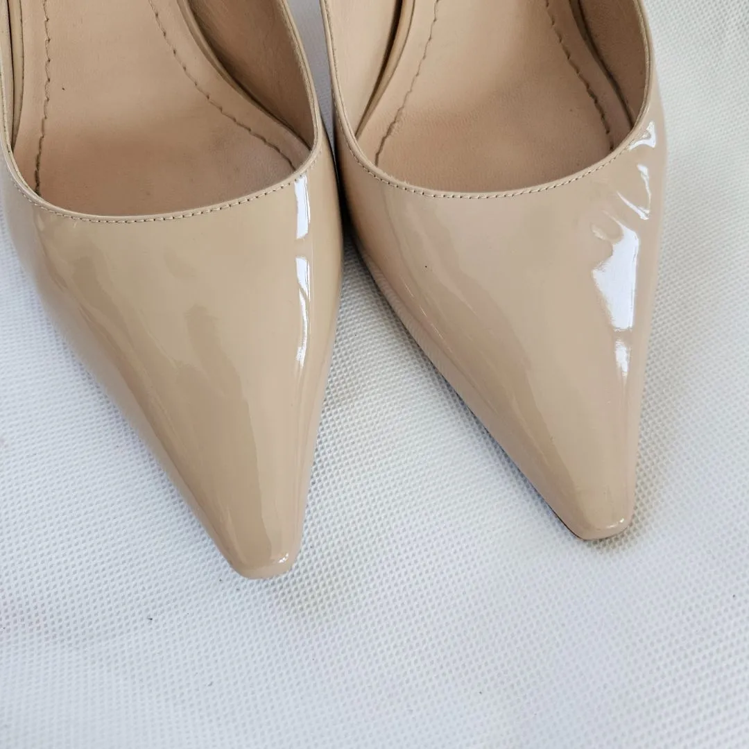 Dior Nude Patent Leather J'adior Slingback Pumps  37.5