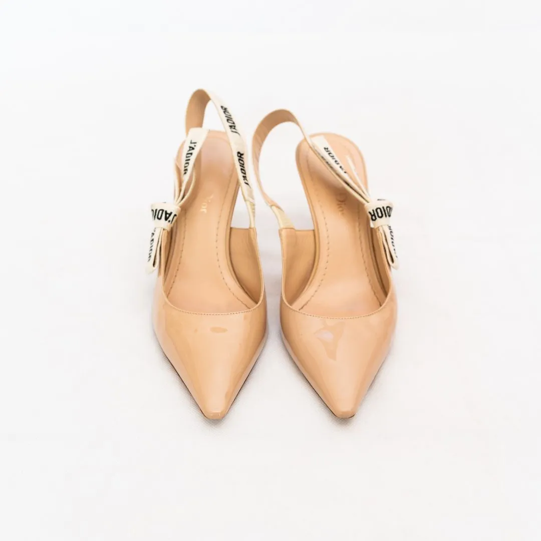 Dior Nude Patent Leather J'adior Slingback Pumps  37.5