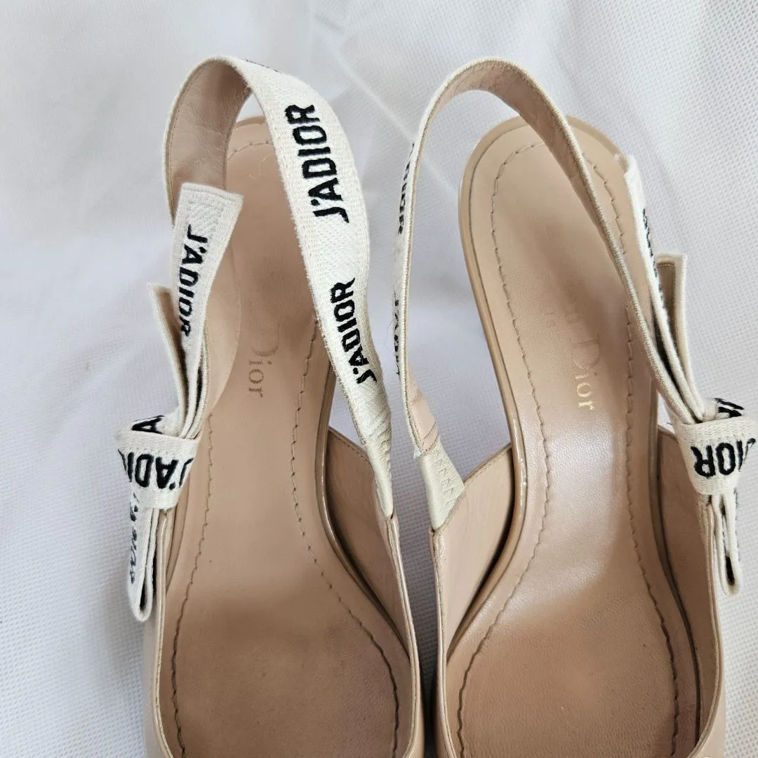 Dior Nude Patent Leather J'adior Slingback Pumps  37.5
