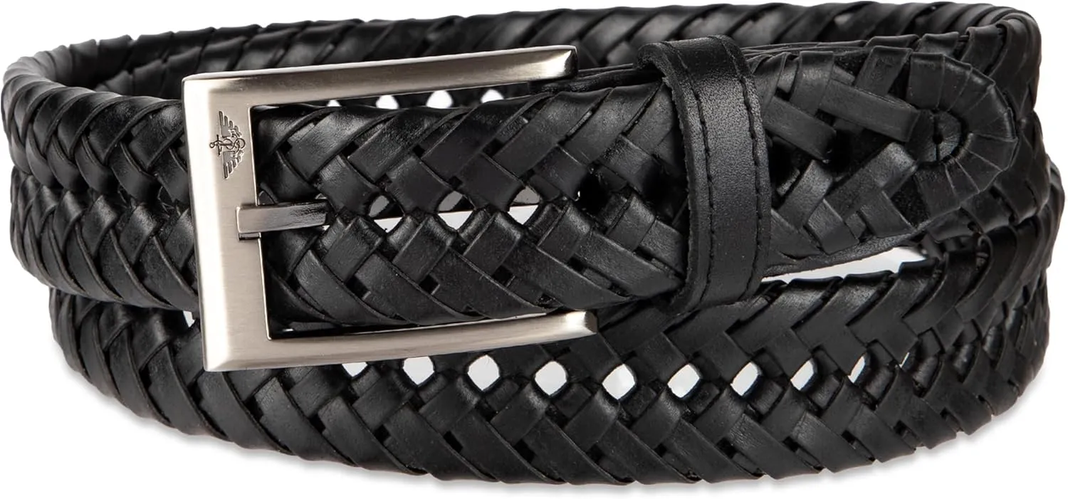 Dockers Men??s Leather Braided Fully Adjustable Belt