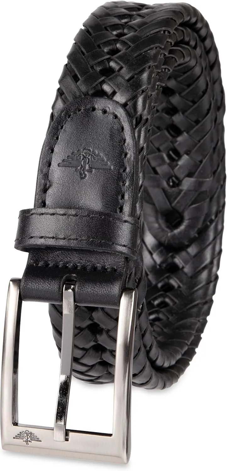 Dockers Men??s Leather Braided Fully Adjustable Belt