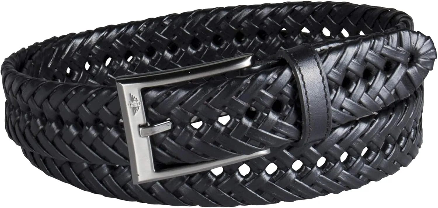 Dockers Men??s Leather Braided Fully Adjustable Belt