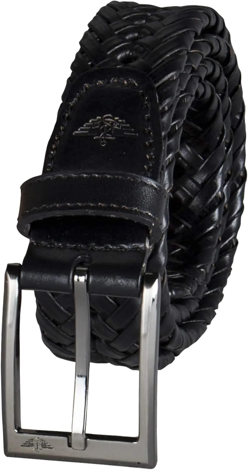 Dockers Men??s Leather Braided Fully Adjustable Belt