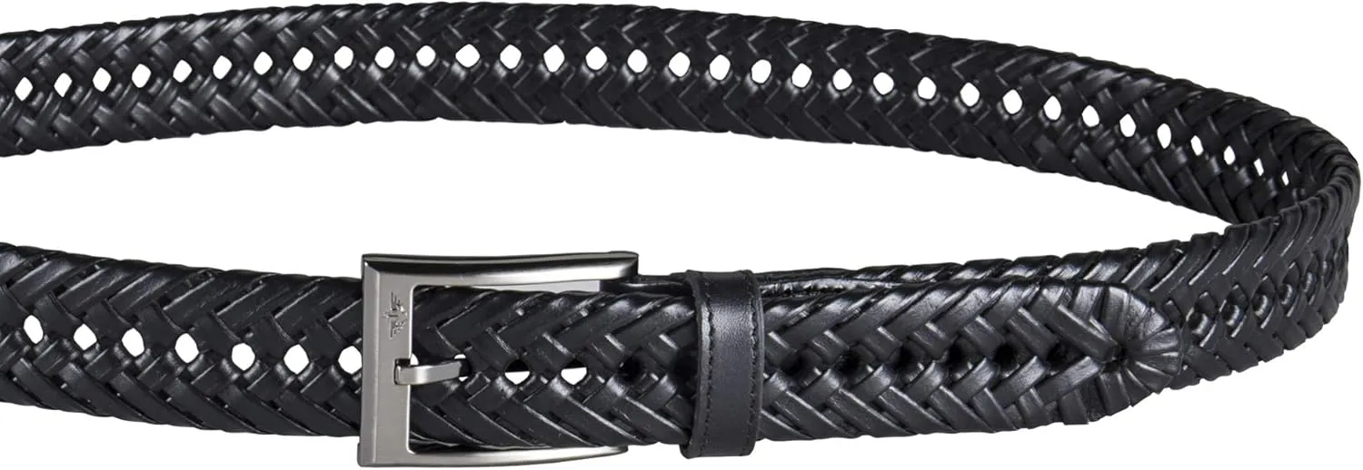 Dockers Men??s Leather Braided Fully Adjustable Belt