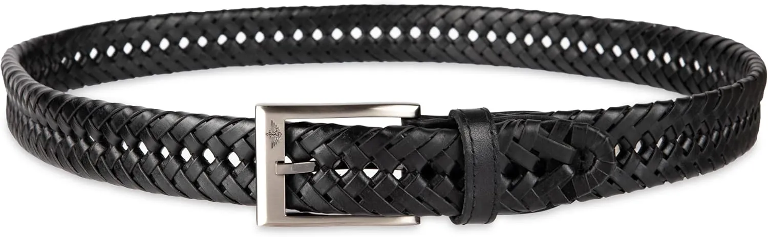 Dockers Men??s Leather Braided Fully Adjustable Belt