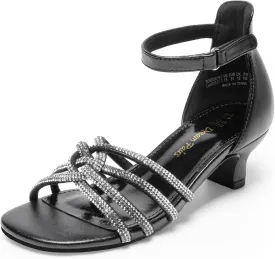 DREAM PAIRS Girls Dress Shoes Sandals Low Heels Ankle Strap Flower Wedding Party Shoes for Little Kid/Big Kid
