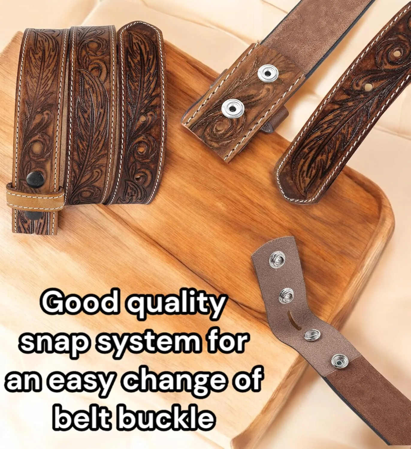 F&L CLASSIC Western Belt without buckle for men ?C Full Grain Leather Cowboy Belts for jeans - One Piece Leather strap belt