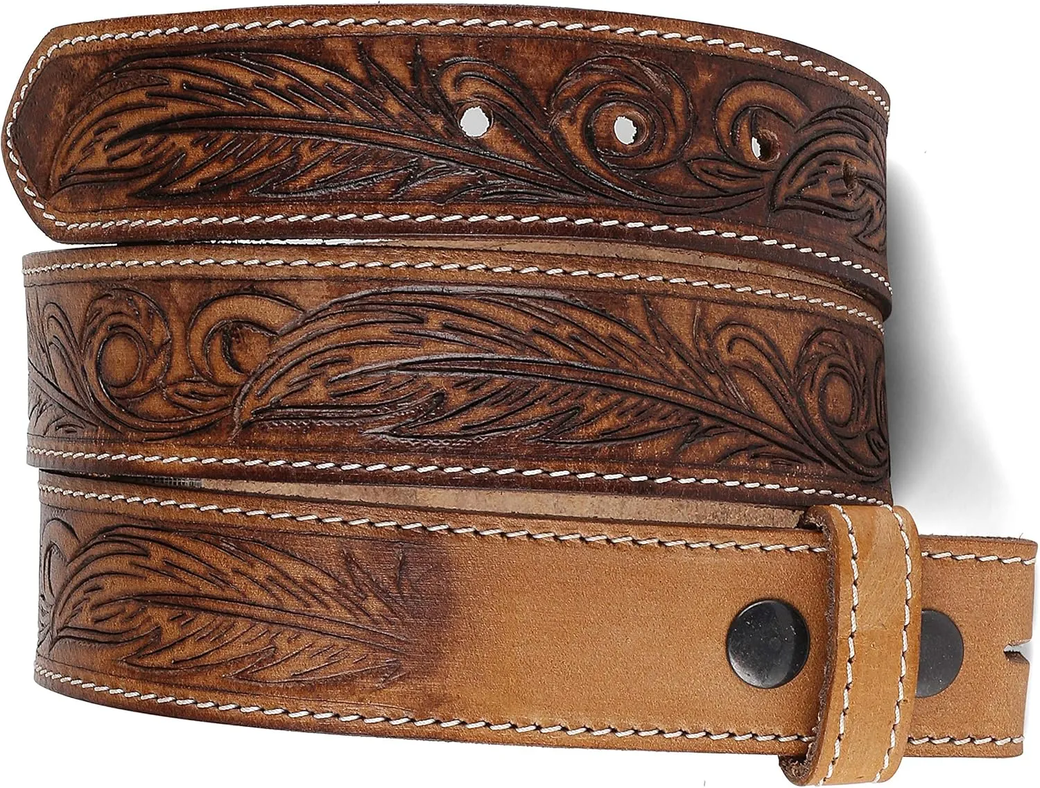 F&L CLASSIC Western Belt without buckle for men ?C Full Grain Leather Cowboy Belts for jeans - One Piece Leather strap belt