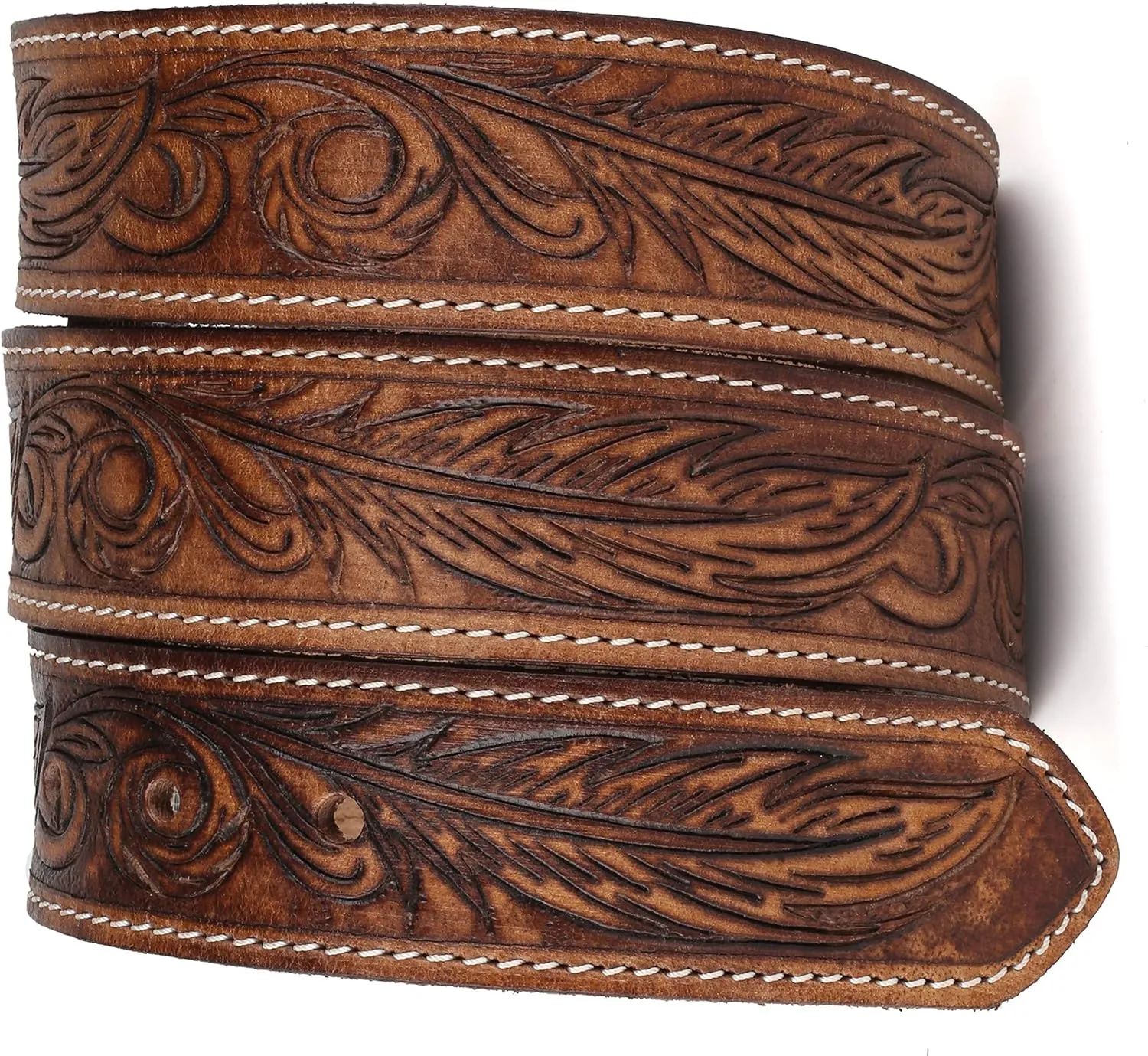 F&L CLASSIC Western Belt without buckle for men ?C Full Grain Leather Cowboy Belts for jeans - One Piece Leather strap belt