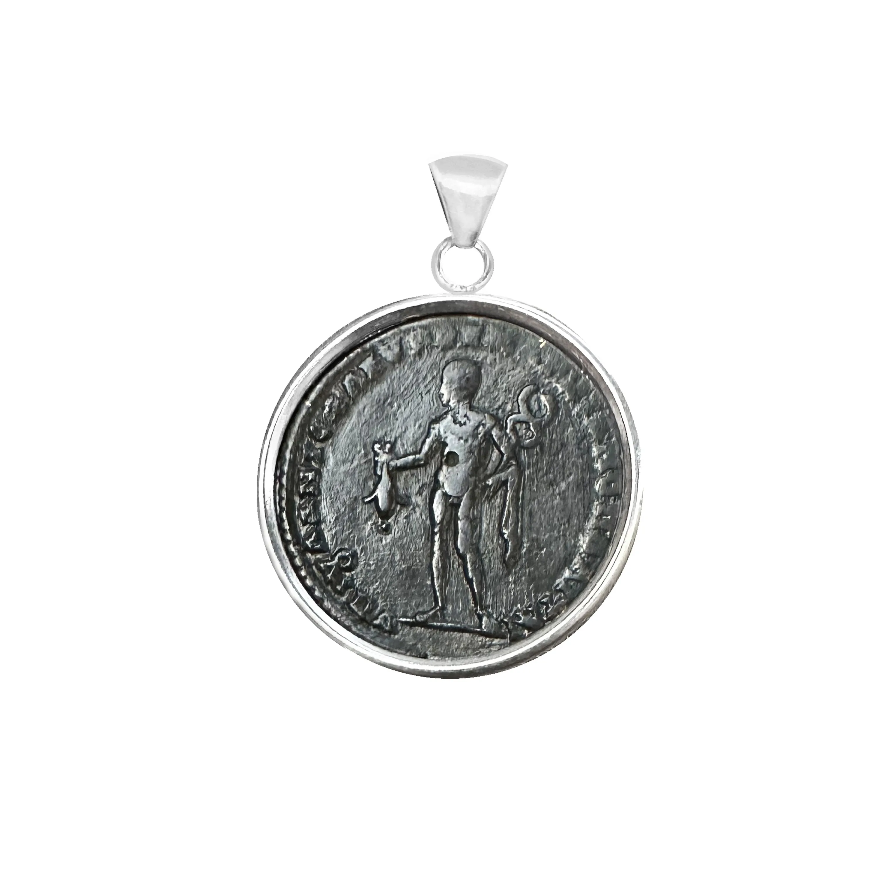GOD MERCURY Genuine Ancient Roman Bronze Coin 3rd century AD Pendant