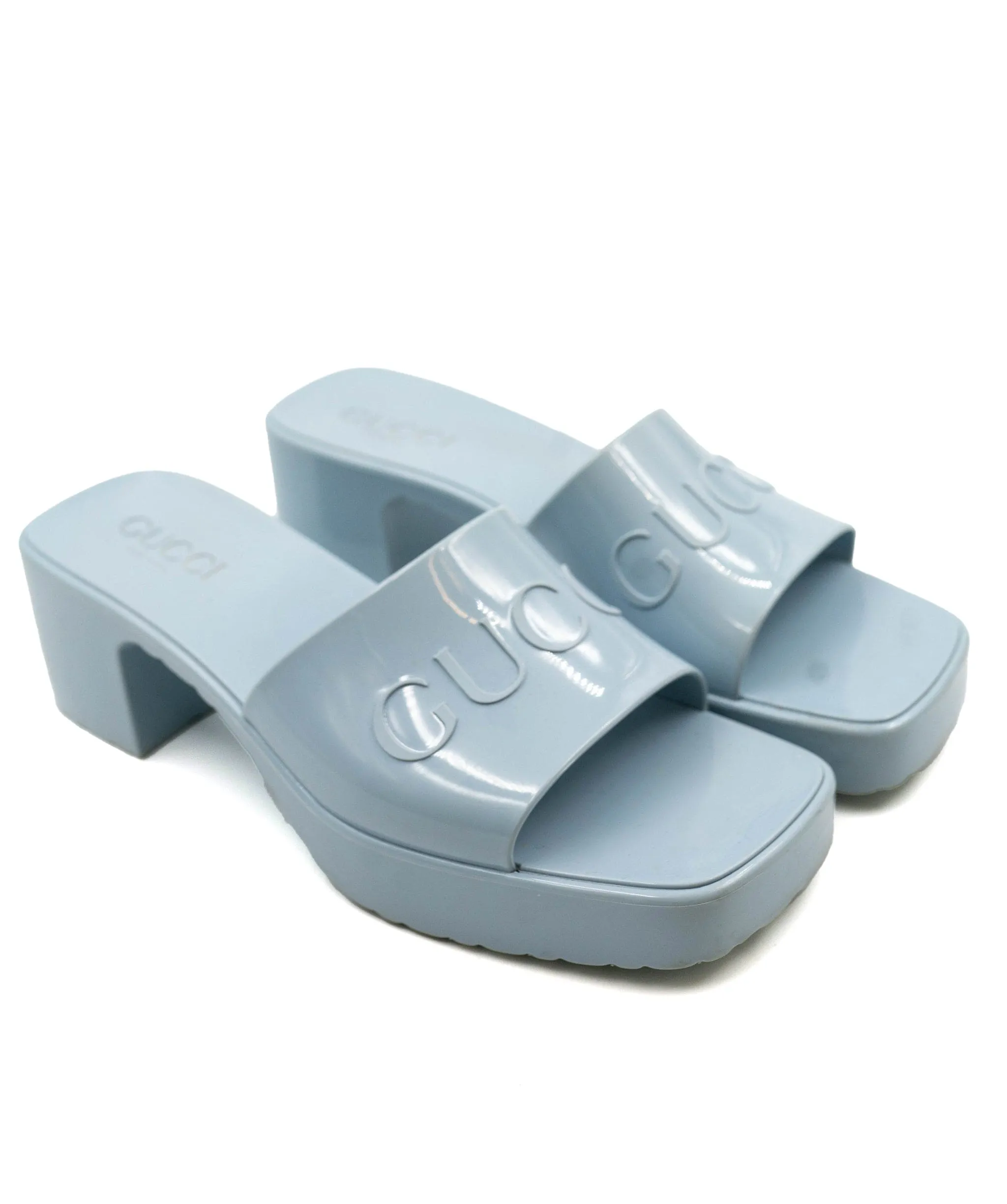 Gucci Blue Rubber Mules 38 ASL4326