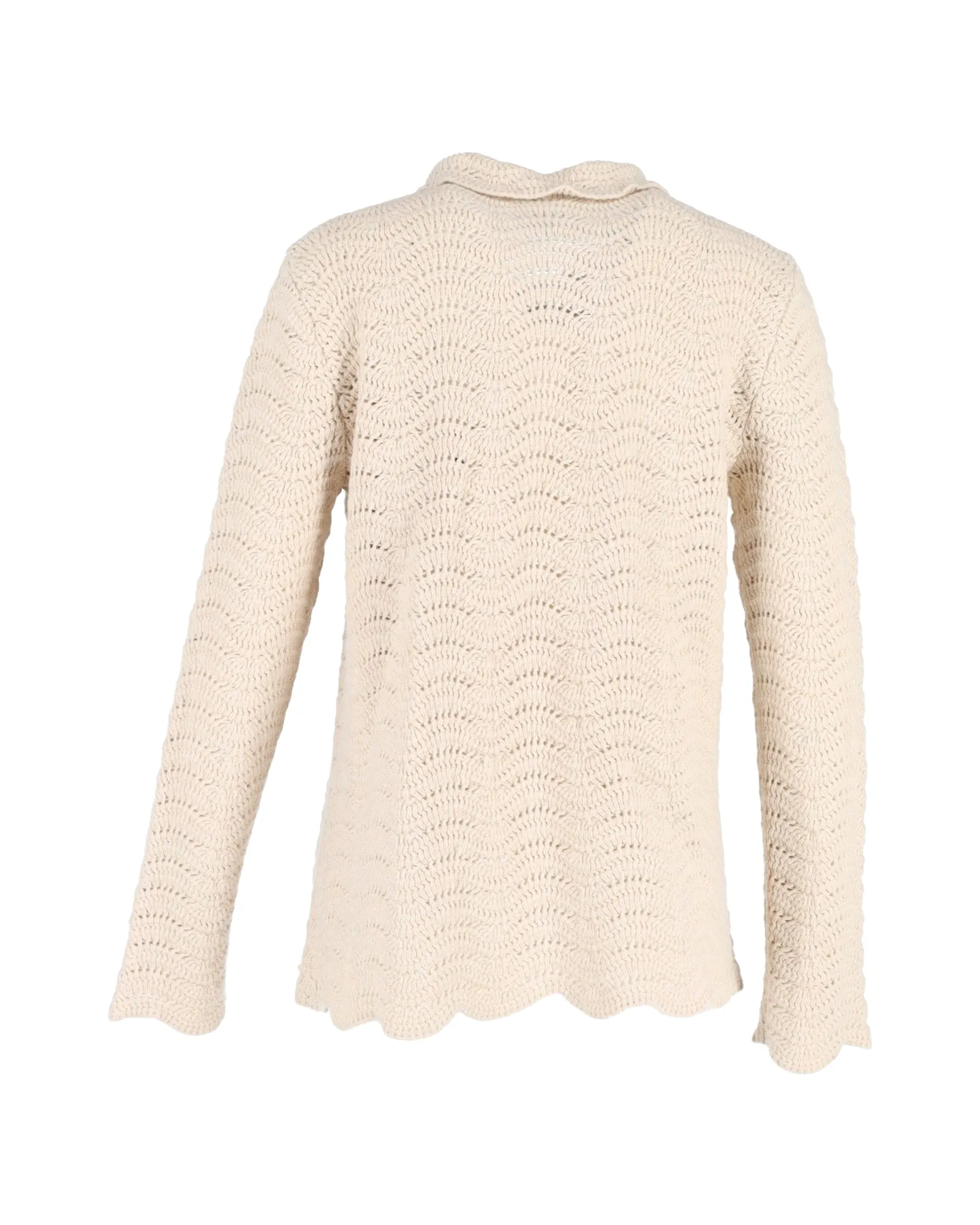 Gucci Crystal-Button Crochet Cardigan In Cream Wool