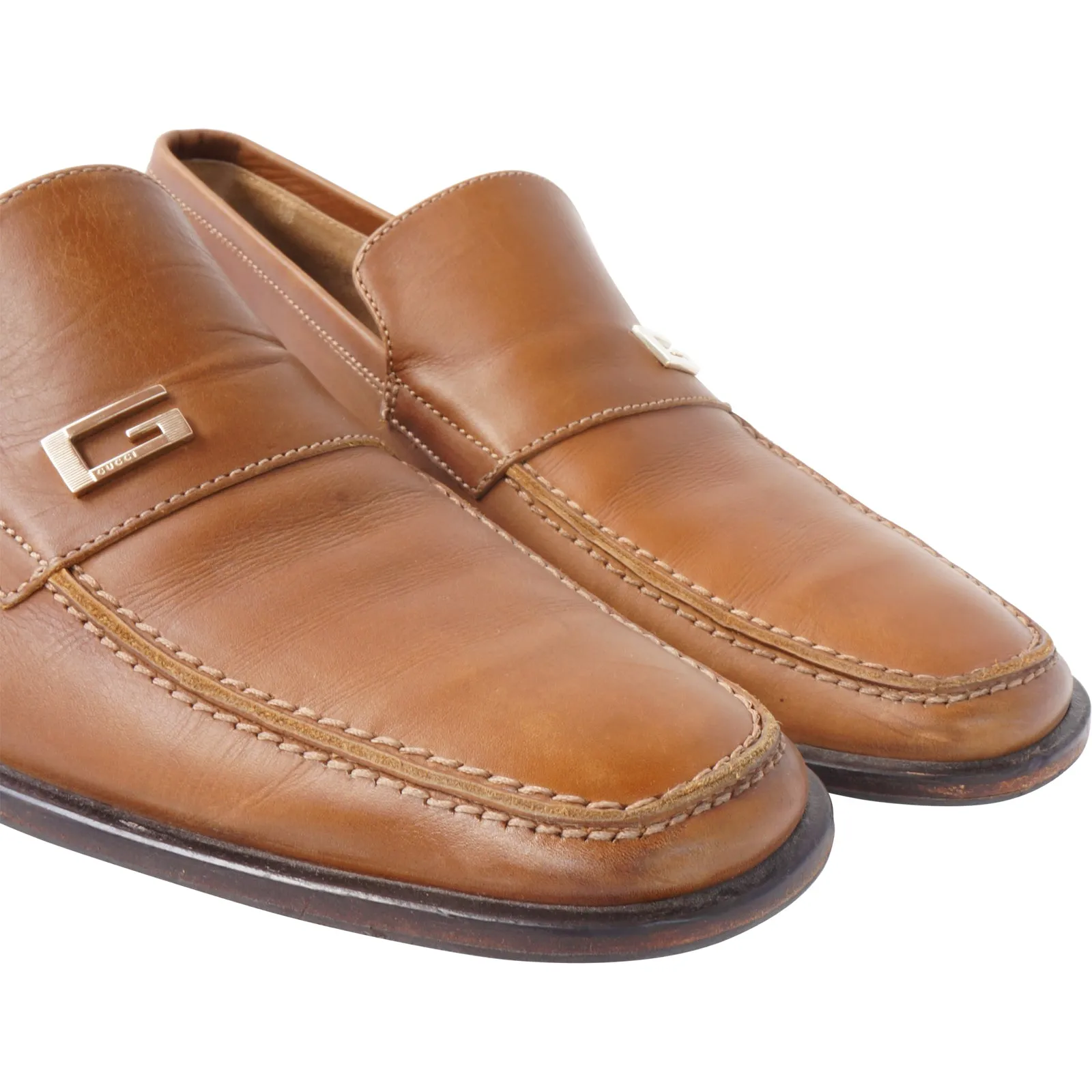 GUCCI GG LEATHER SLIP-ON LOAFERS