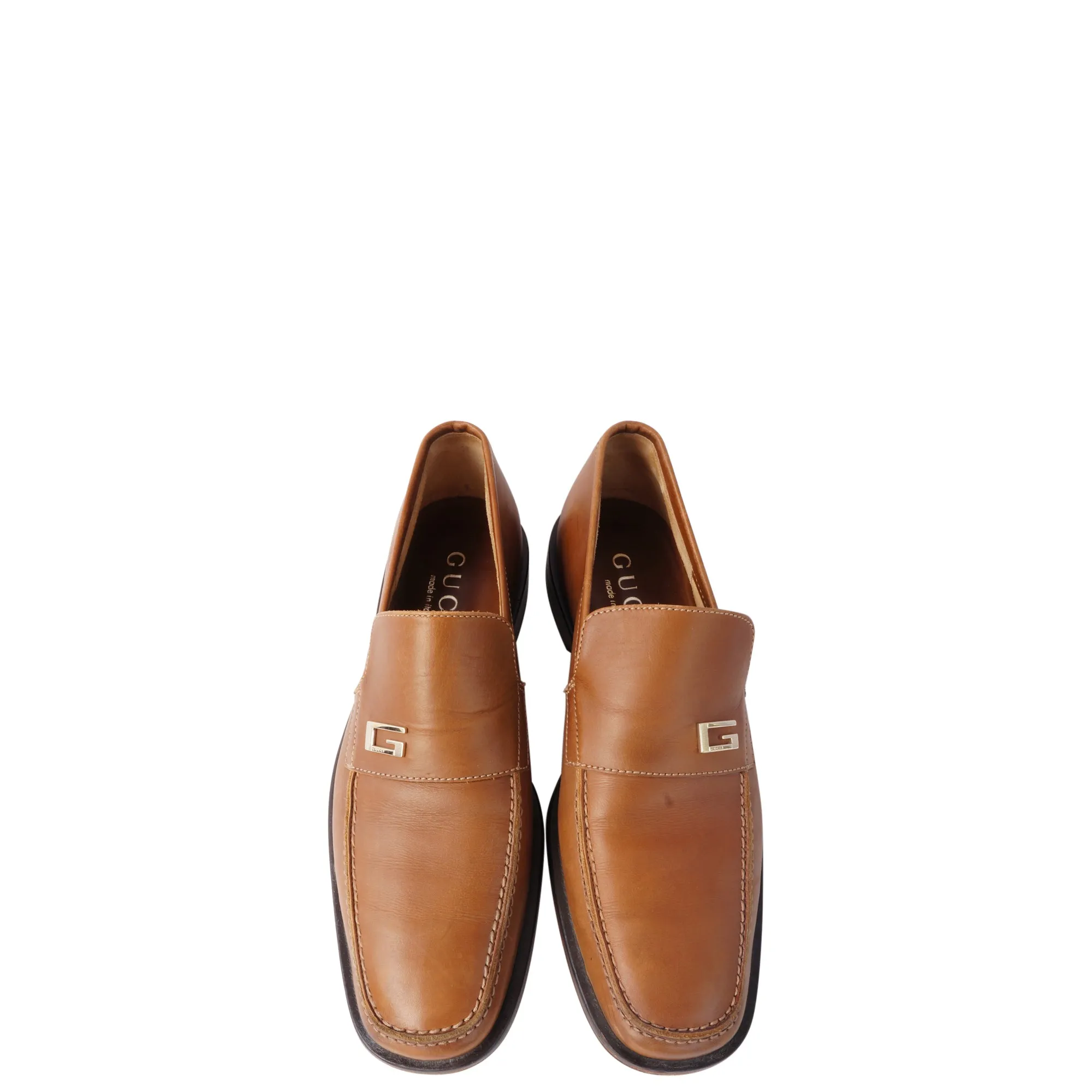 GUCCI GG LEATHER SLIP-ON LOAFERS