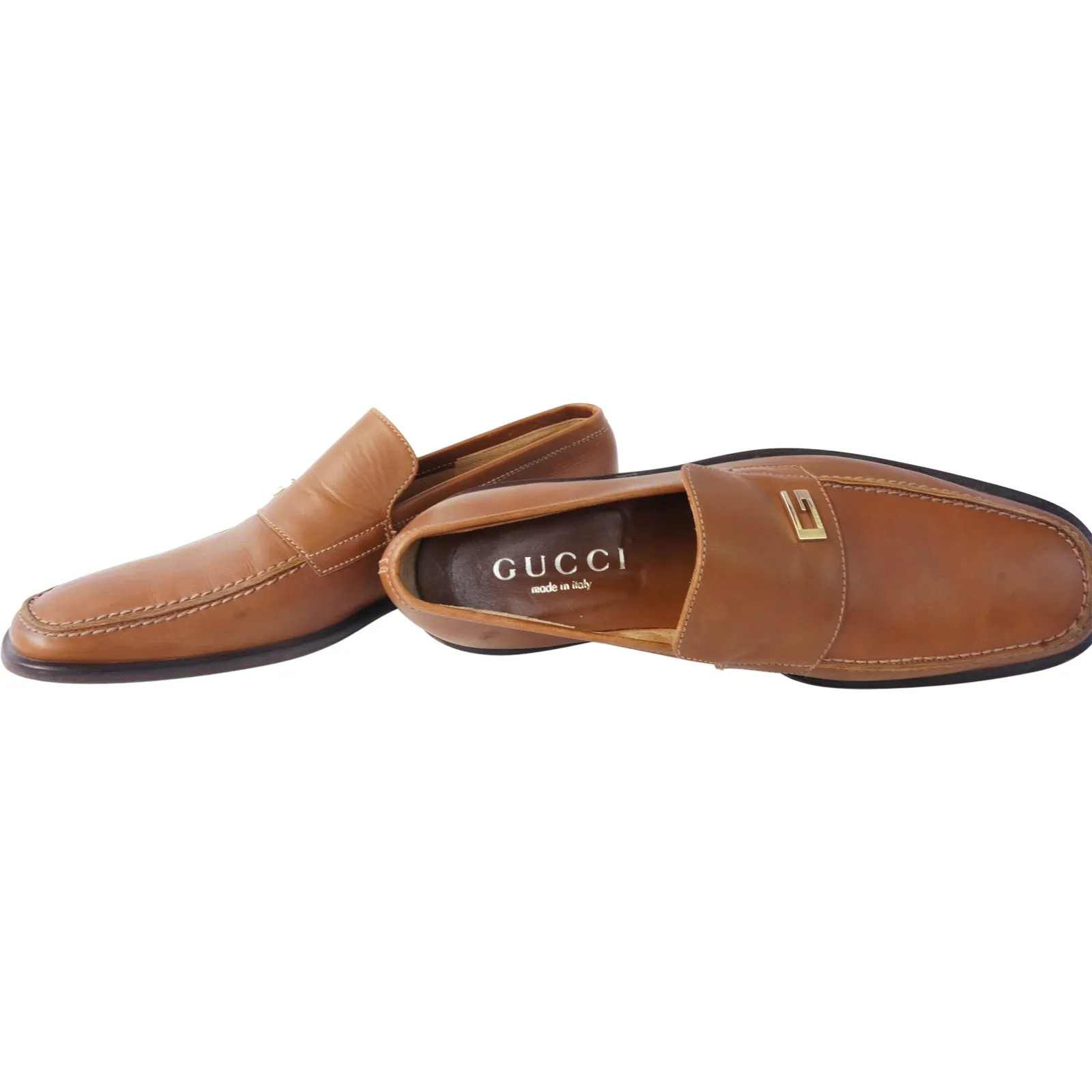 GUCCI GG LEATHER SLIP-ON LOAFERS