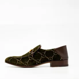 Gucci Green Velvet GG Horsebit Loafers 10.5