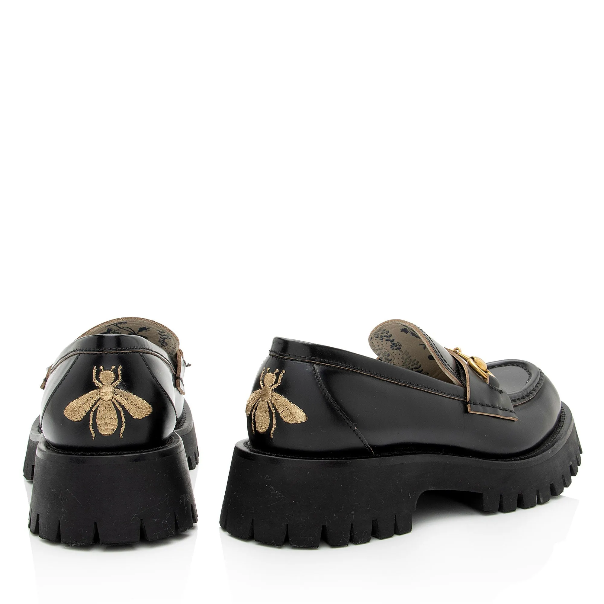 Gucci Leather Horsebit Lug Sole Loafers