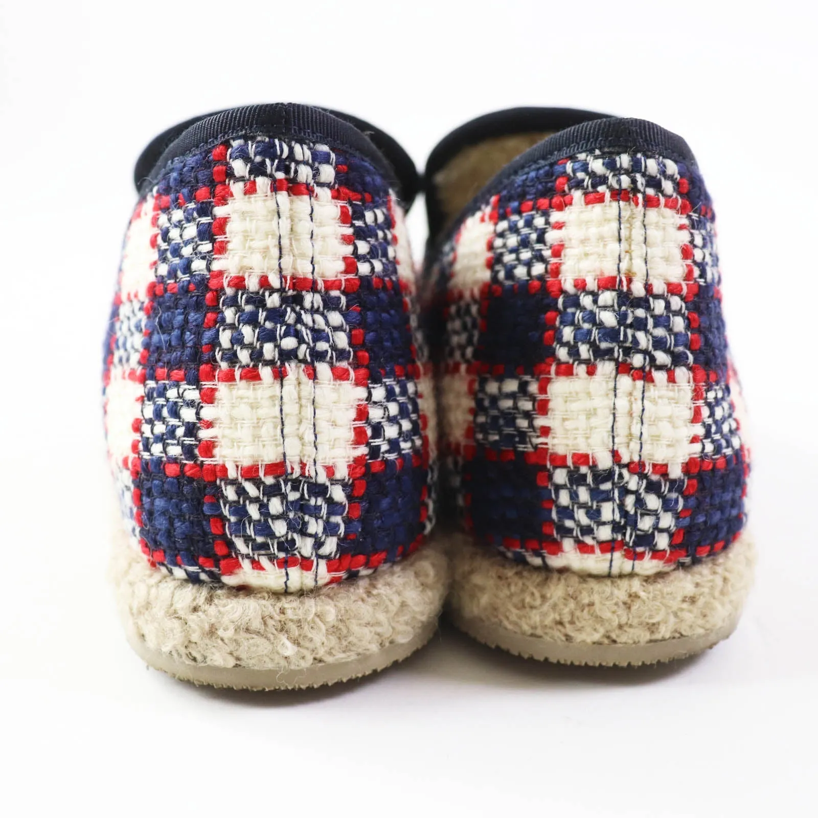 GUCCI loafers tweed Navy red white 36.5