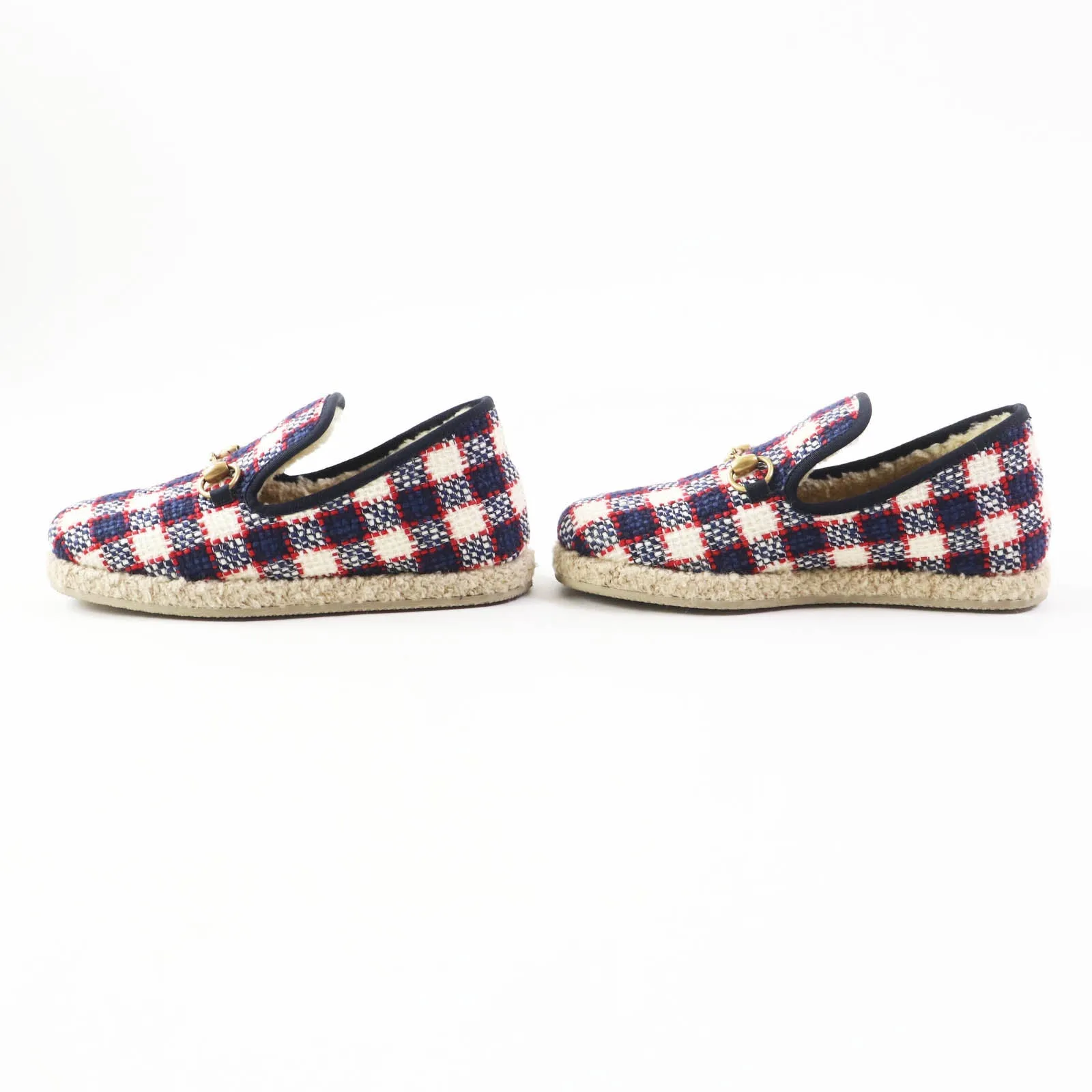 GUCCI loafers tweed Navy red white 36.5