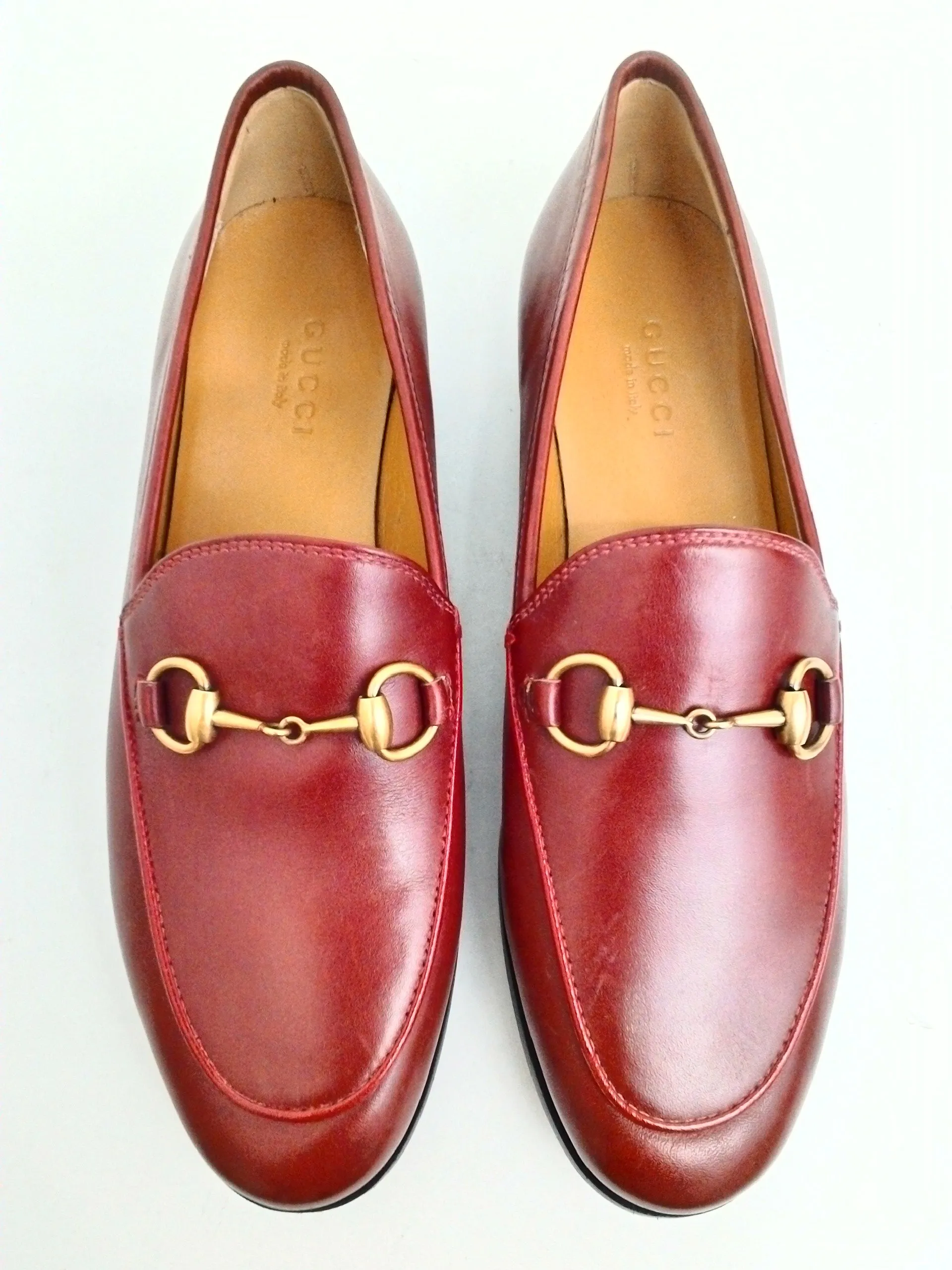Gucci Women's New Jordaan Red Loafers Size 34.5