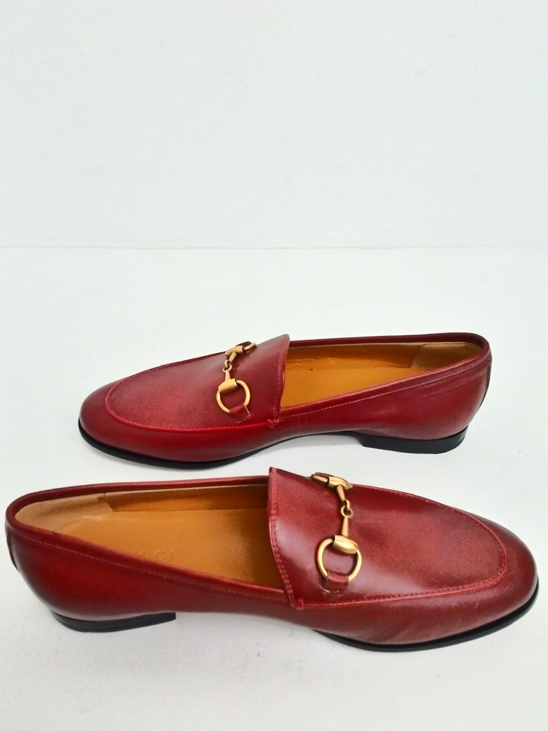 Gucci Women's New Jordaan Red Loafers Size 34.5