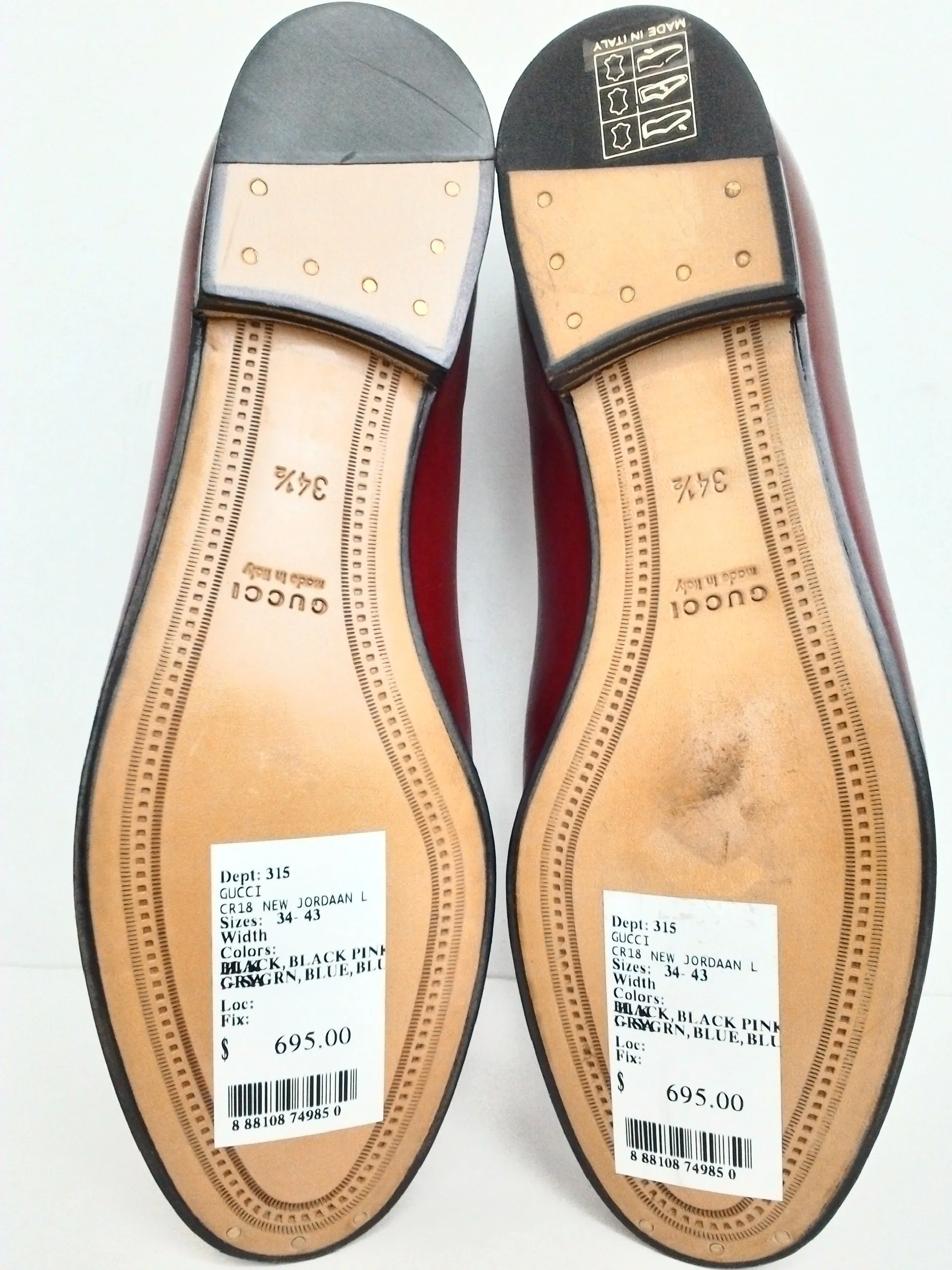 Gucci Women's New Jordaan Red Loafers Size 34.5
