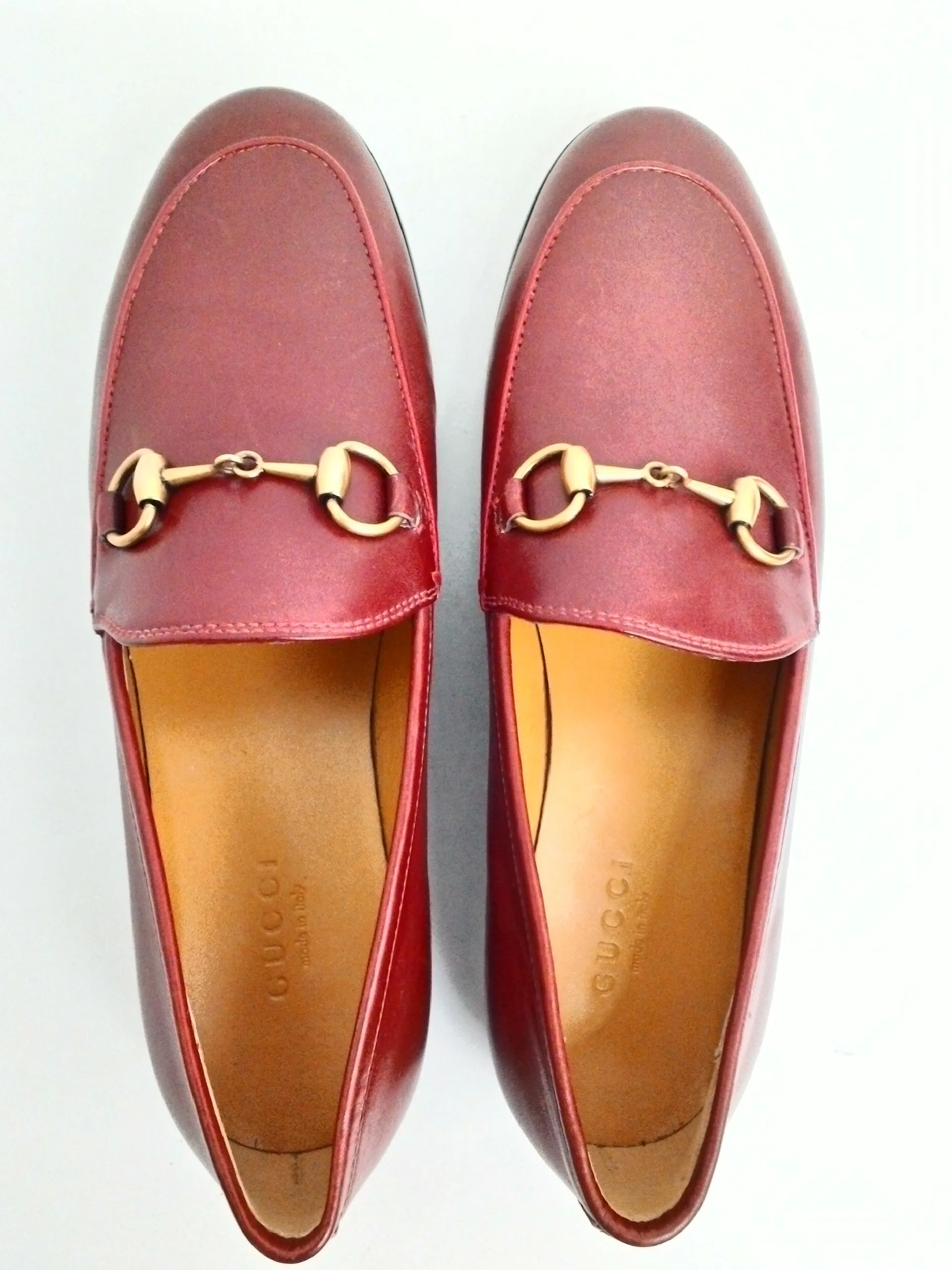 Gucci Women's New Jordaan Red Loafers Size 34.5