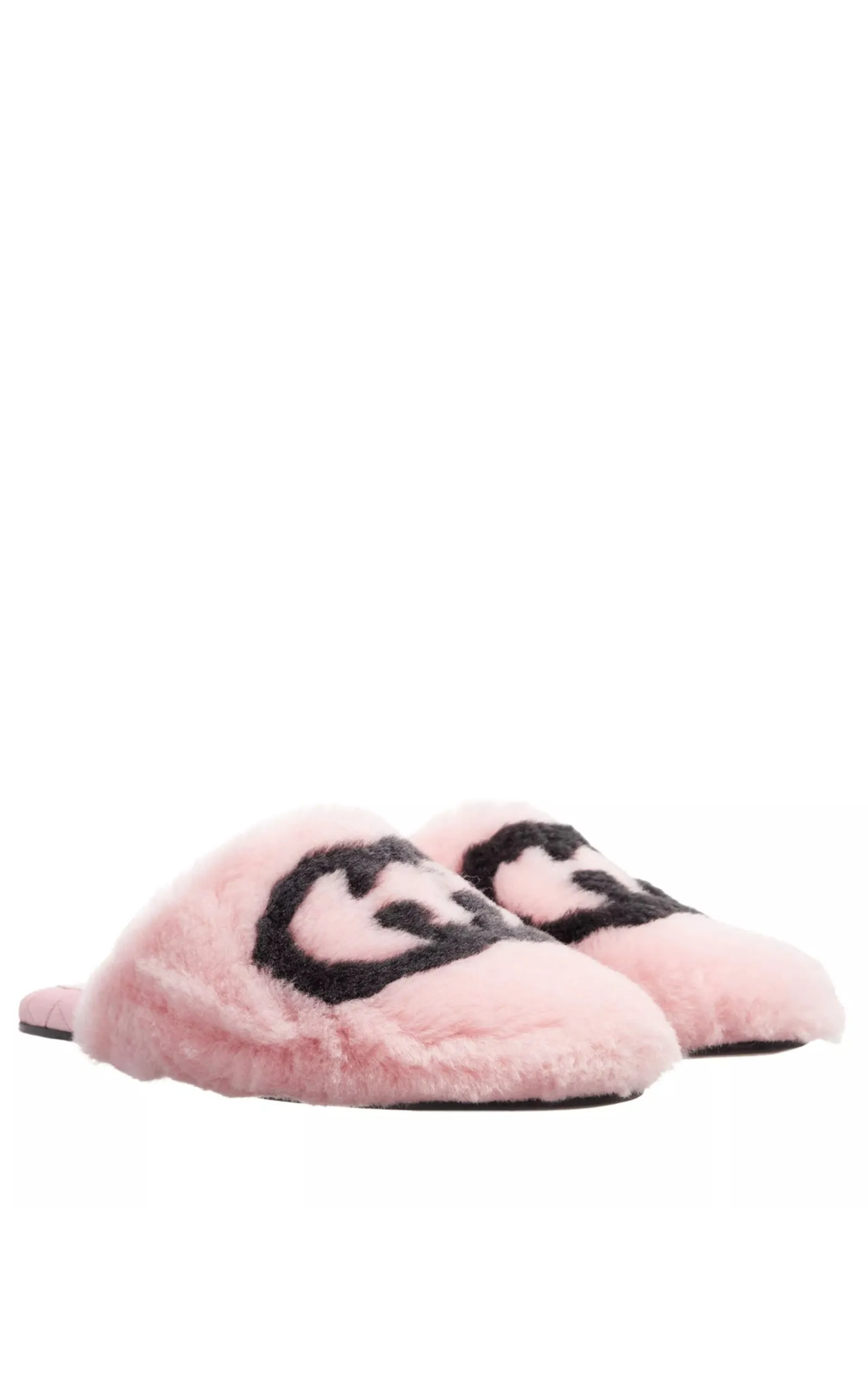 Interlocking G Faux Fur Slippers in Pink