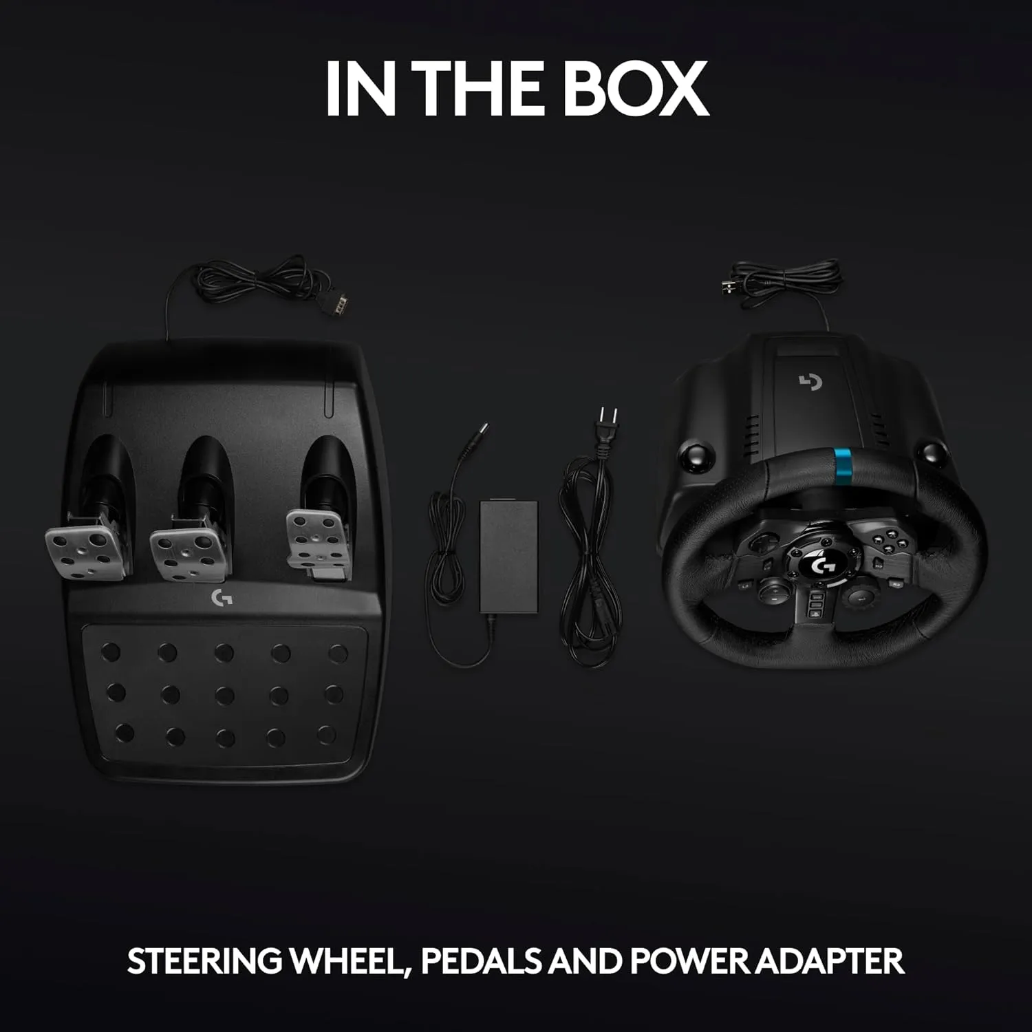 Logitech G923 Racing Wheel and Pedals, TRUEFORCE up to 1000 Hz Force Feedback, Gaming Steering Wheel PS5, PS4, PC, Mac, Genuine Leather- Black