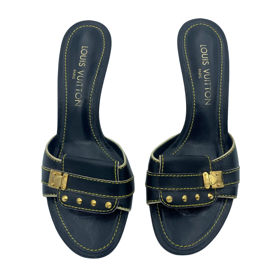 Louis Vuitton Leather Studded Accent Slides