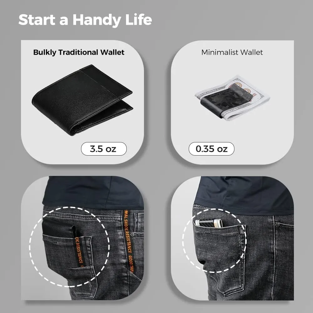 MONOCARBON Carbon-Fiber-Money-Clip-for-Men, Minimalist-Money-Holder for Cash, High Elastic Carbon-Fiber-Wallet, Slim and Durable