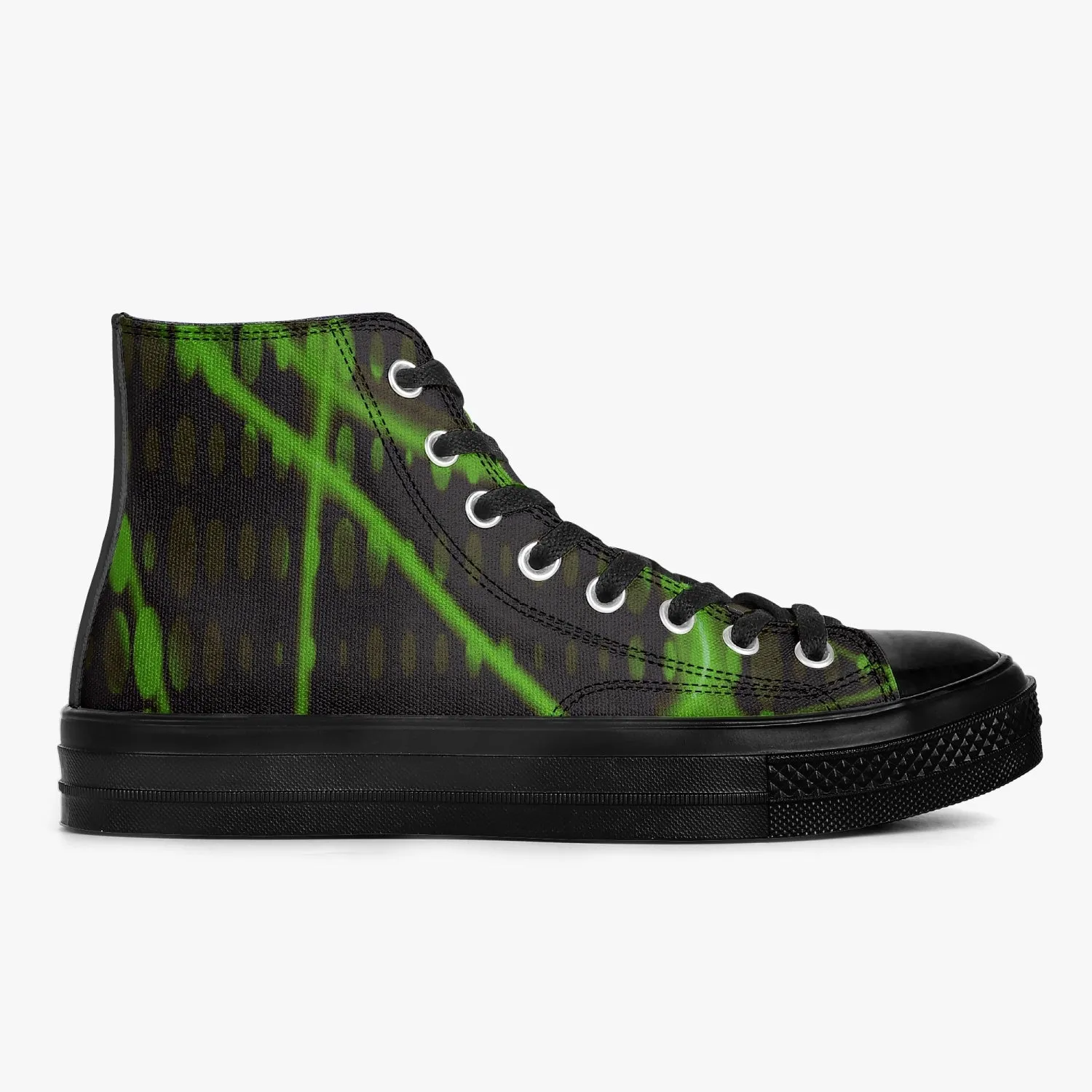 Officially Sexy Green Laser High-Top Canvas Shoes - Black