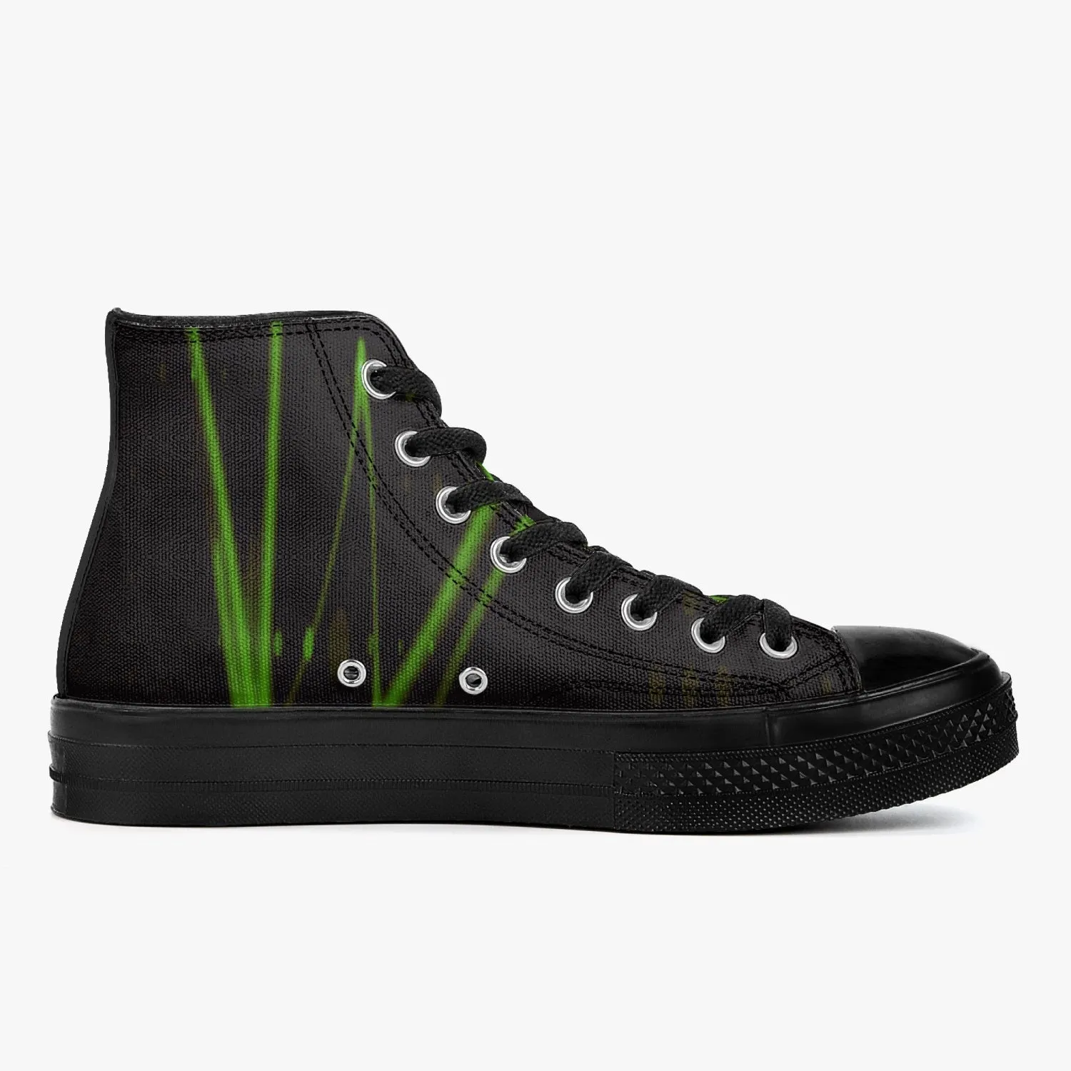 Officially Sexy Green Laser High-Top Canvas Shoes - Black