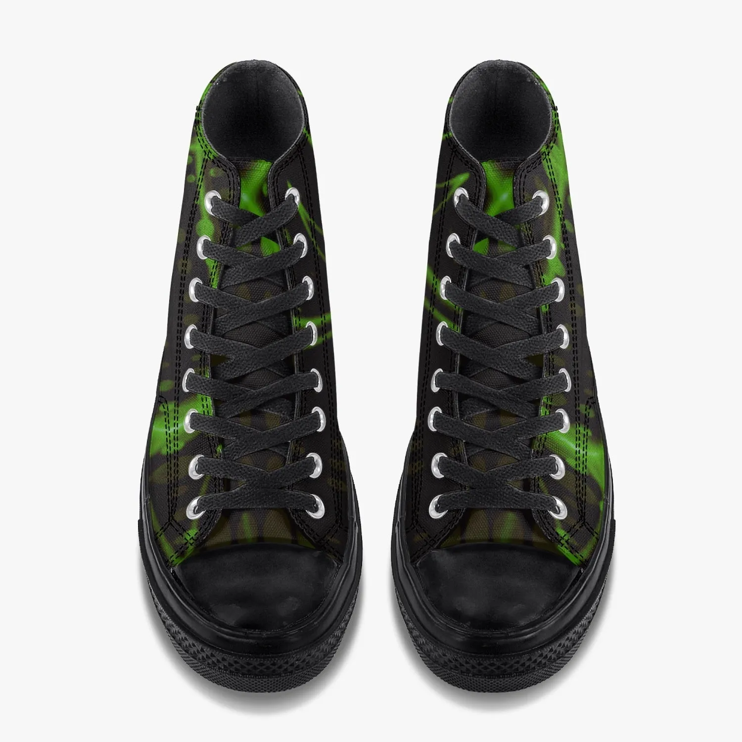 Officially Sexy Green Laser High-Top Canvas Shoes - Black