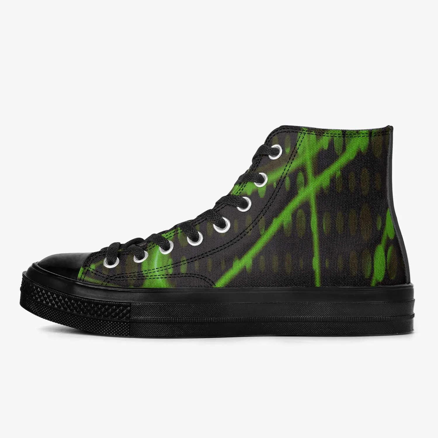 Officially Sexy Green Laser High-Top Canvas Shoes - Black