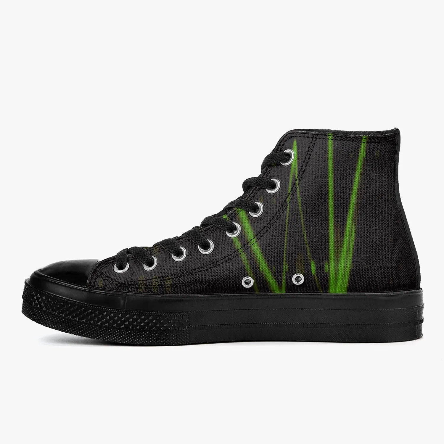 Officially Sexy Green Laser High-Top Canvas Shoes - Black