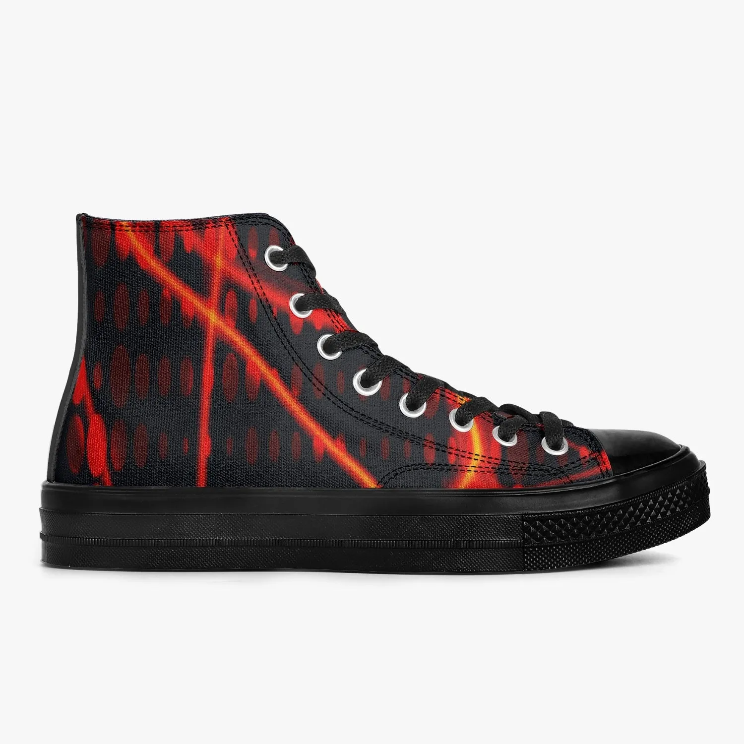 Officially Sexy Orange Laser High-Top Canvas Shoes - Black