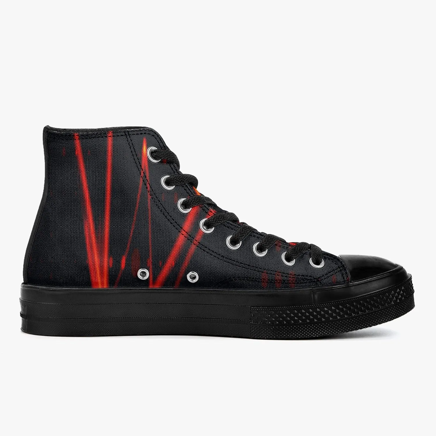 Officially Sexy Orange Laser High-Top Canvas Shoes - Black